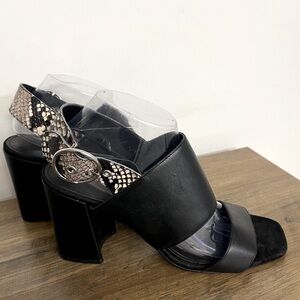 Banana Republic Black and Snake Print Heel Sandals, Women’s Sz 10